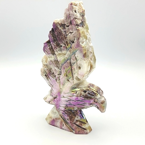 320g Aura Sphalerite Eagle Natural Gemstone Crystal Druzy Handmade Figurine - Picture 5 of 16